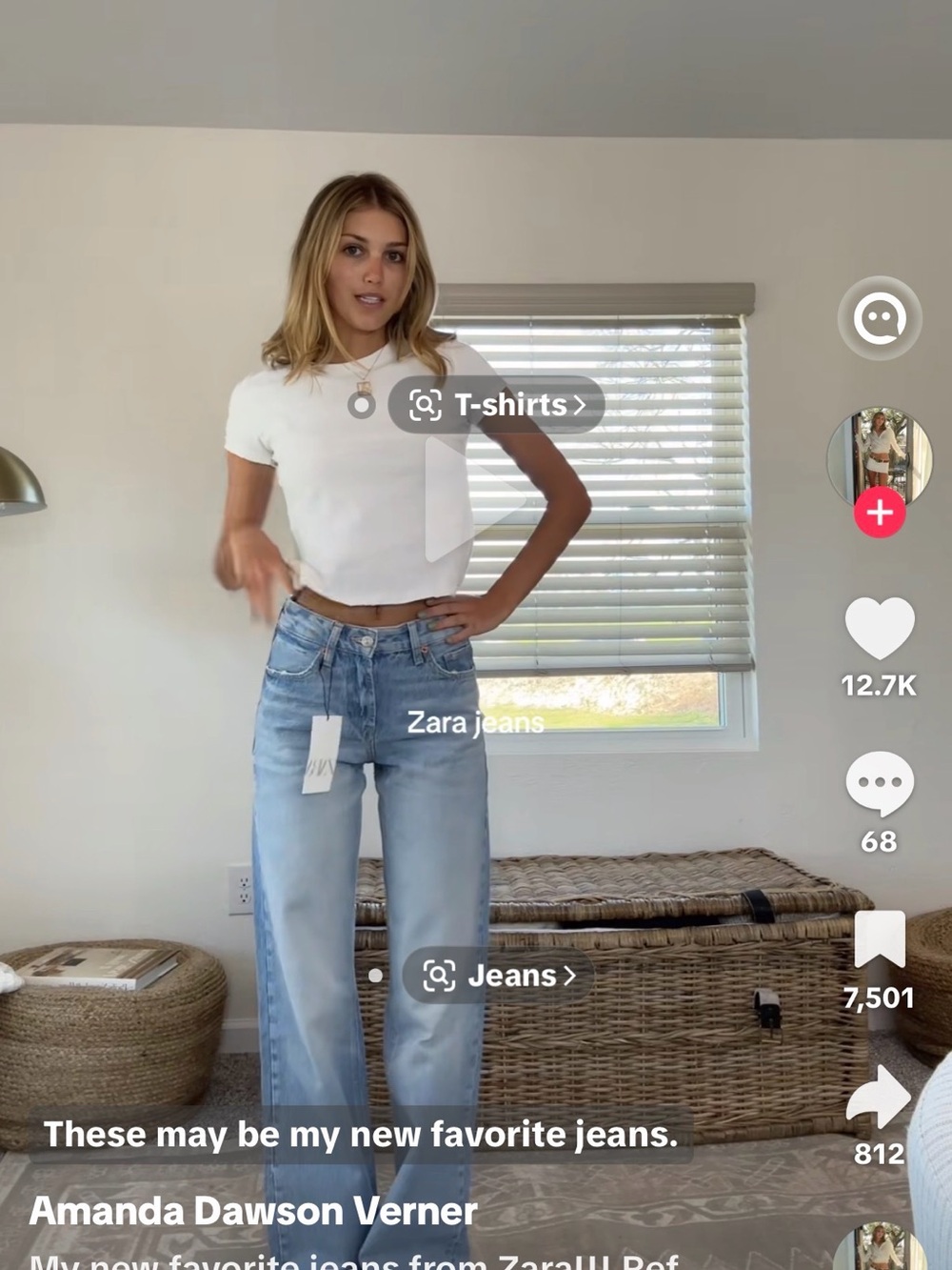 ZARA Light Wash High Rise Straight Jeans as seen on TIKTOK *